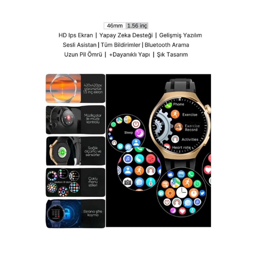 Akıllı Saat Watch Gs 4 Pro Iphone Ve Android Tüm Telefonlara Uyumlu Yapay Zeka Destekli