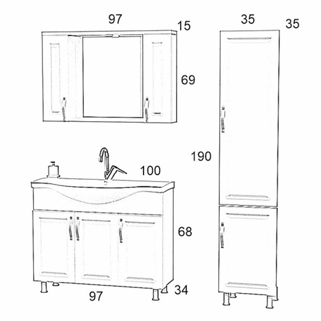 Morava 100cm Banyo Dolabı Takım