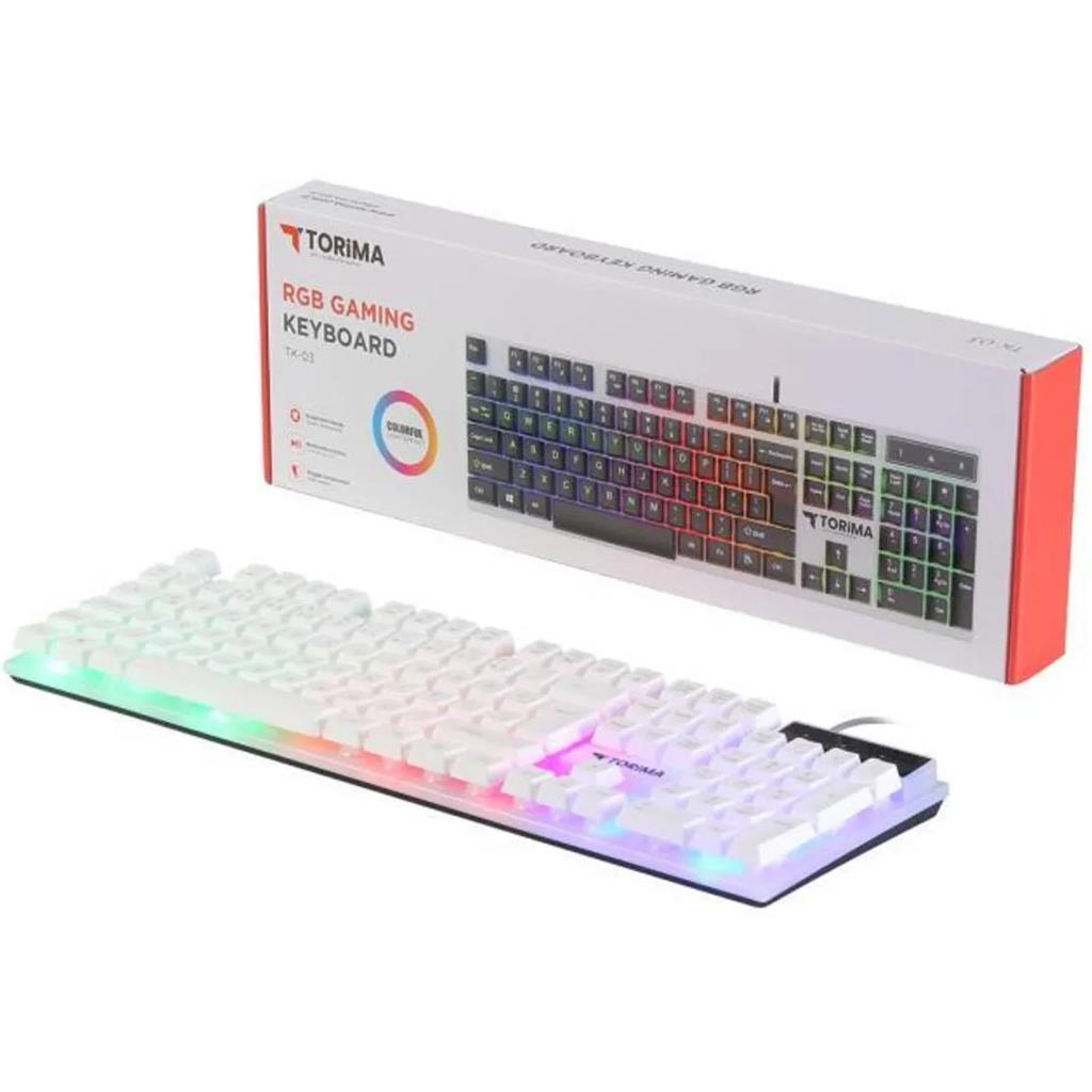 Gaming Klavye Beyaz Torima TK-03 Kablolu beyaz oyun klavyesi