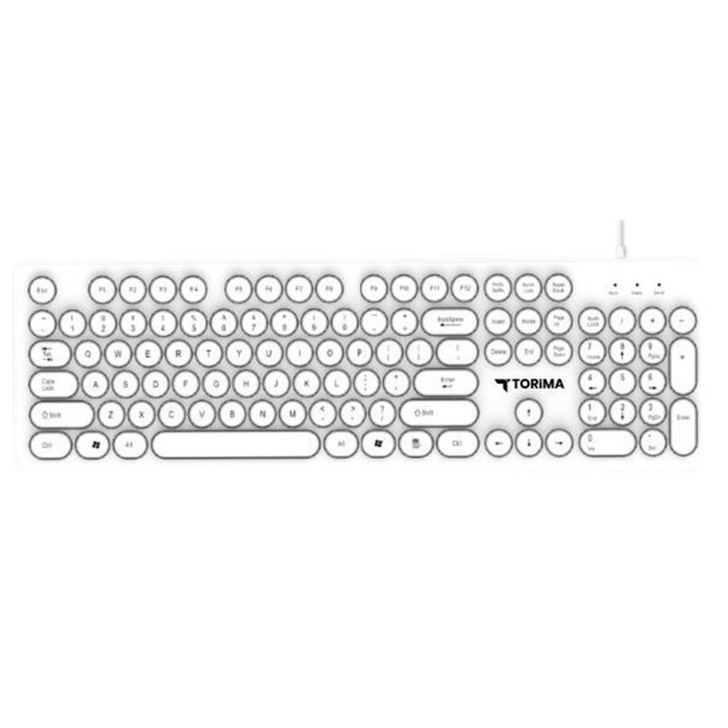 Torima Tk-09 Beyaz Retro Daktilo Görünümlü Kablolu Q Klavye