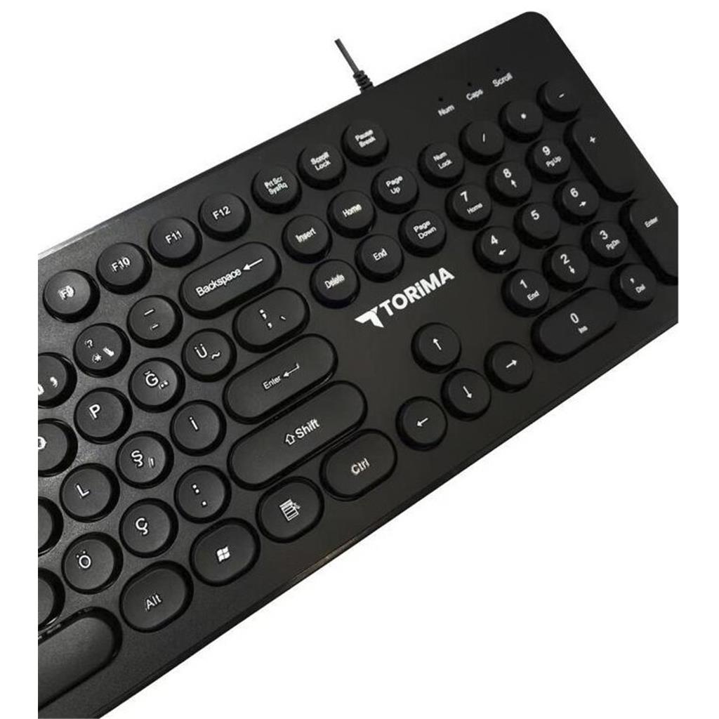 Torima Tk-09 Beyaz Retro Daktilo Görünümlü Kablolu Q Klavye