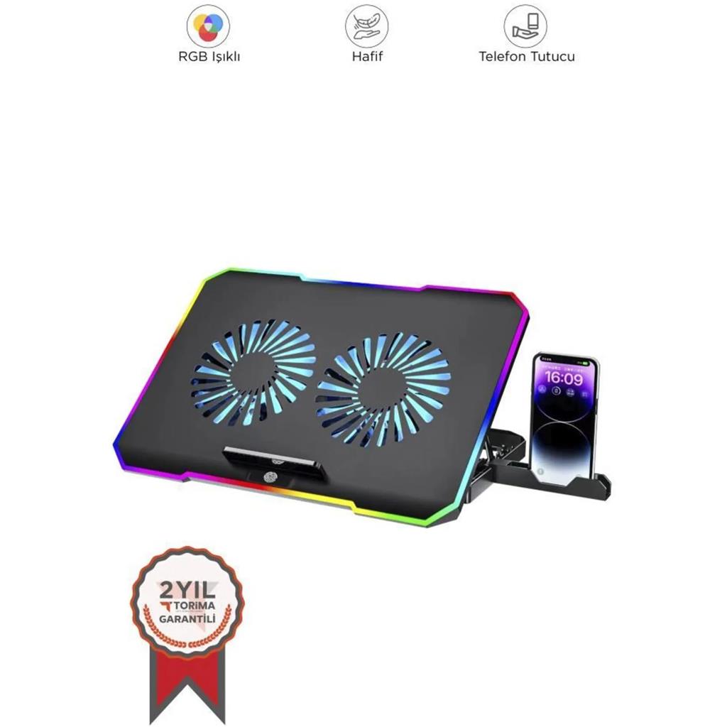 bilgisayar soğutma fanı Torima CF-04 Ayarlanabilir Dizüstü Bilgisayar Rgb Soğutma Fanı Siyah