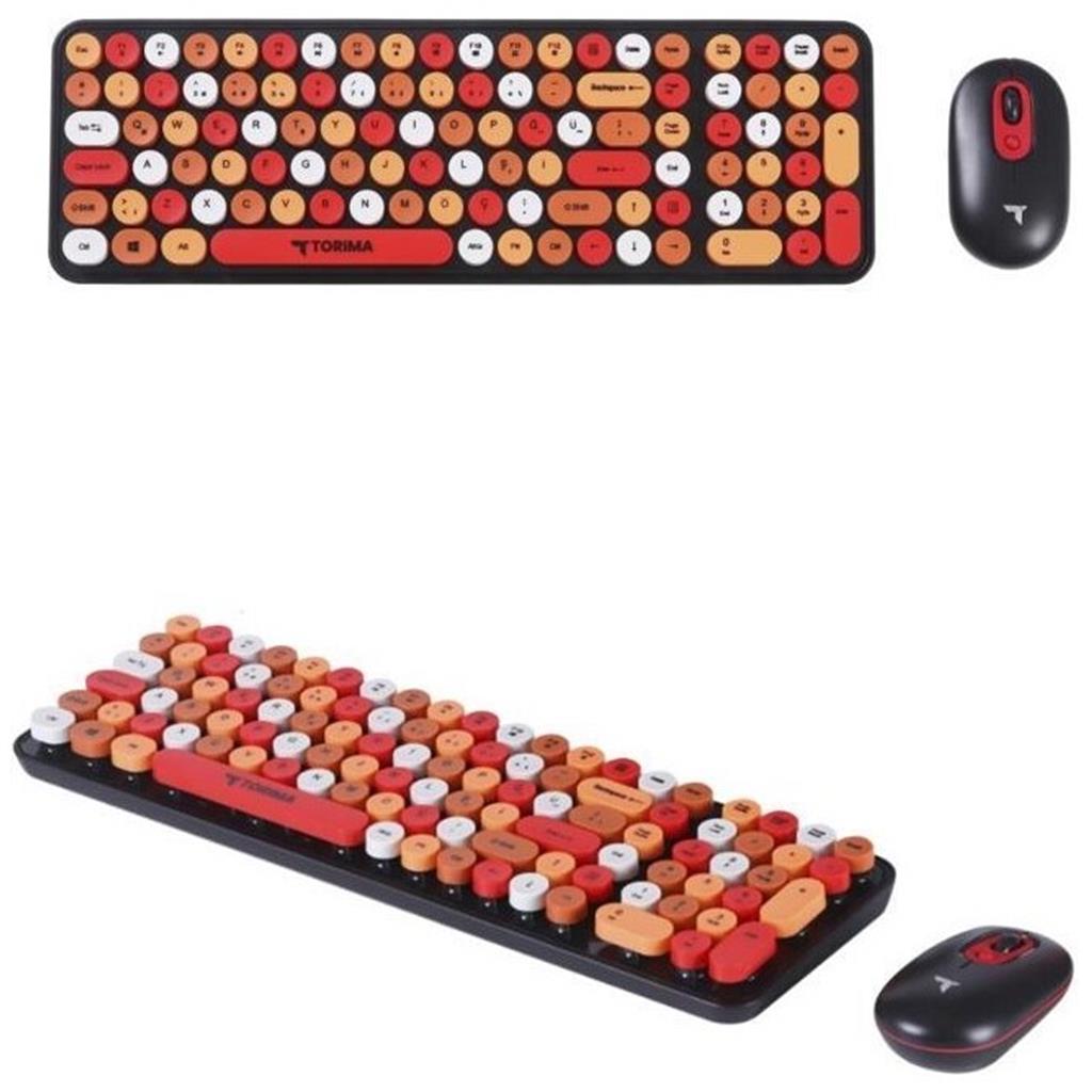oyun klavyesi Torima TMK-07 Siyah Retro Daktilo Görünmlü Kablosuz Q Klavye Mouse Seti mekanik klavye