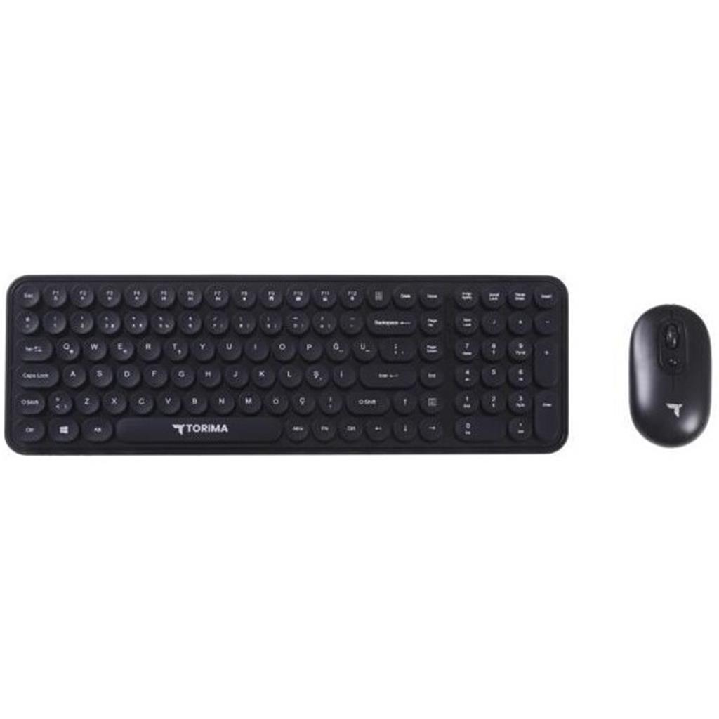 oyun klavyesi Torima TMK-07 Siyah Retro Daktilo Görünmlü Kablosuz Q Klavye Mouse Seti mekanik klavye