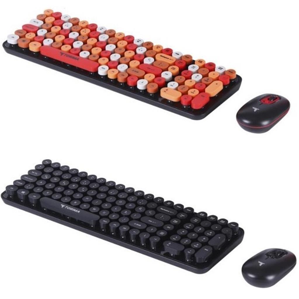 oyun klavyesi Torima TMK-07 Siyah Retro Daktilo Görünmlü Kablosuz Q Klavye Mouse Seti mekanik klavye