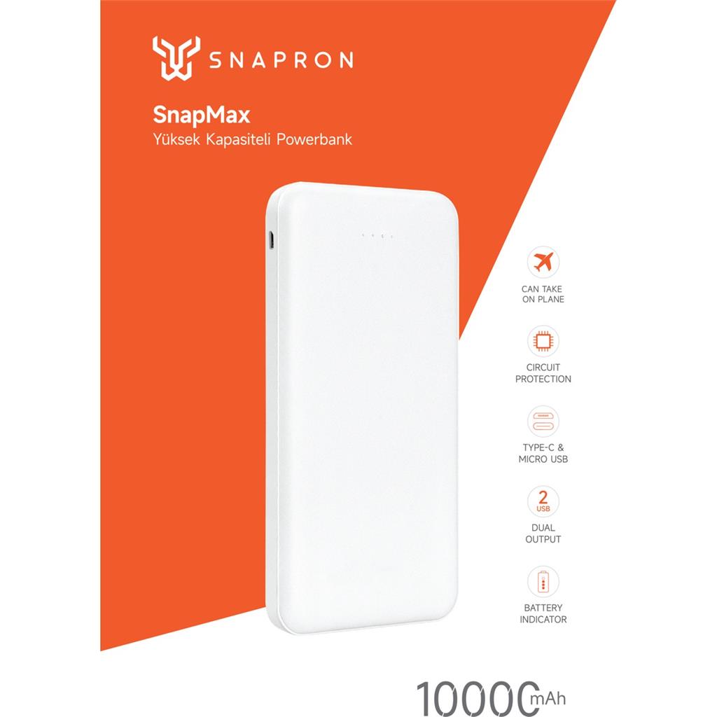 Powerbank Taşınabilir Şarj Aleti Fiyatı Snapron 10.000 Mah 1 Type-C ve 1 Micro Girişli SNP-3000-3001