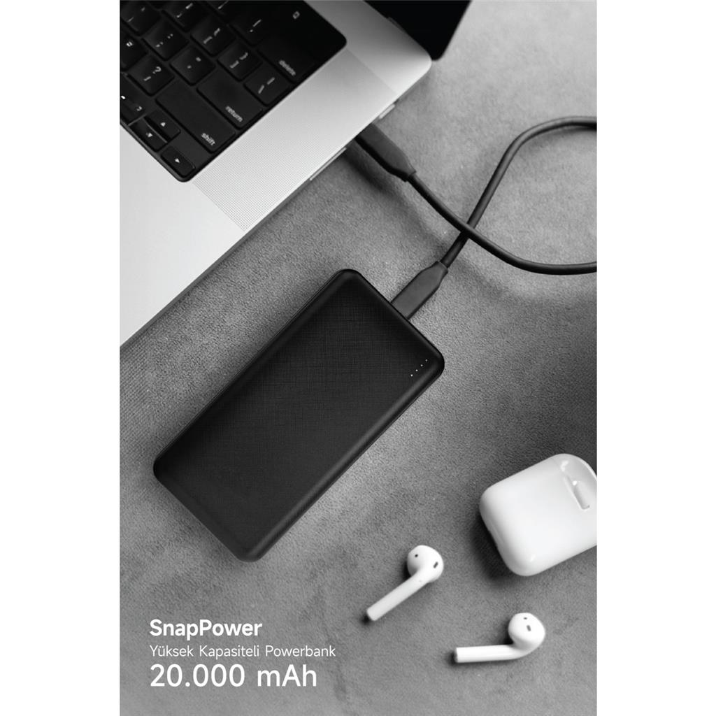 Powerbank ve Taşınabilir Şarj Cihazı Fiyatları  Snapron 20.000 Mah 1type-C Girişli SNP-3002 Siyah