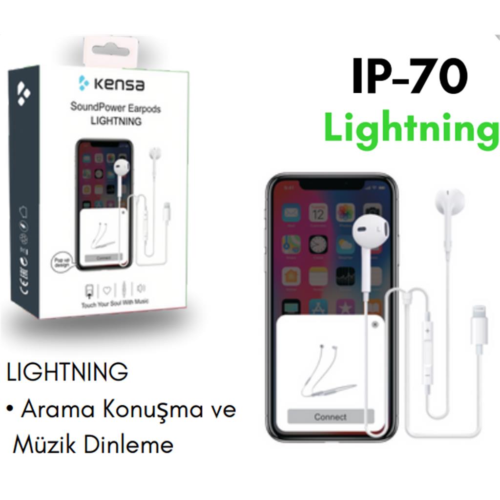 Kablolu Kulak İçi Kulaklık Modelleri ve Fiyatları En Ucuz Kulak İçi Kulaklık Ip-70 Lightning Kulaklık
