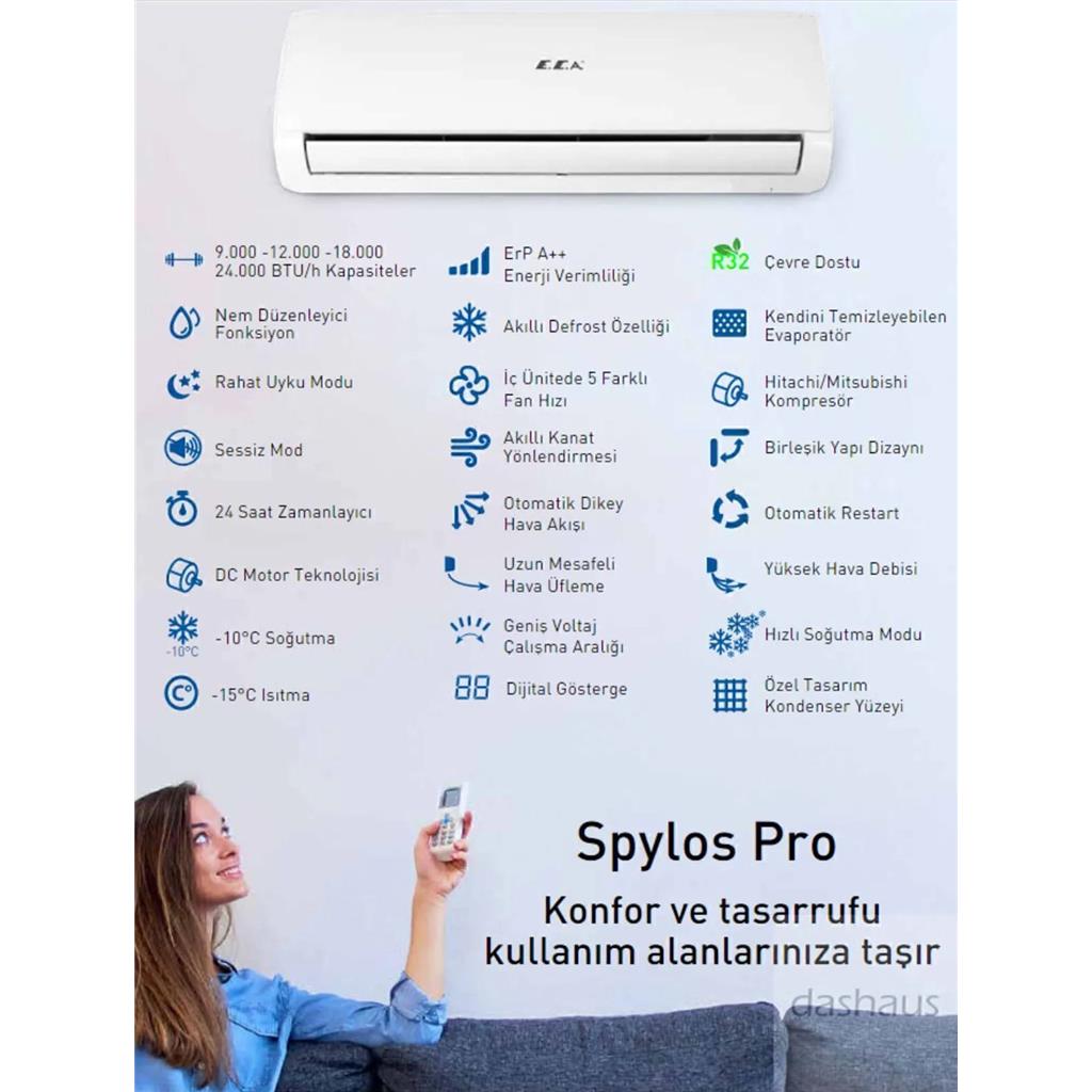 ECA Klima Fiyatı ve Modelleri  Spylos Klima Pro Inverter Split A++ R32  ESA1509A100  ECA Duvar Tipi