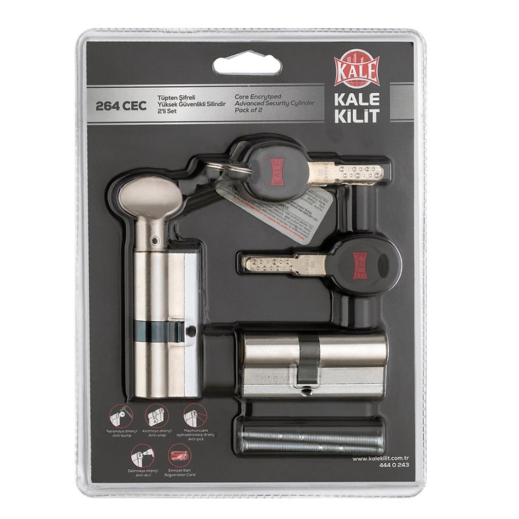 Kale Killt  264 CEC Tüpten Şifreli Yüksek Güvenlikli Silindir 2'li Set (68MM) - 26400000013 Şİfreli
