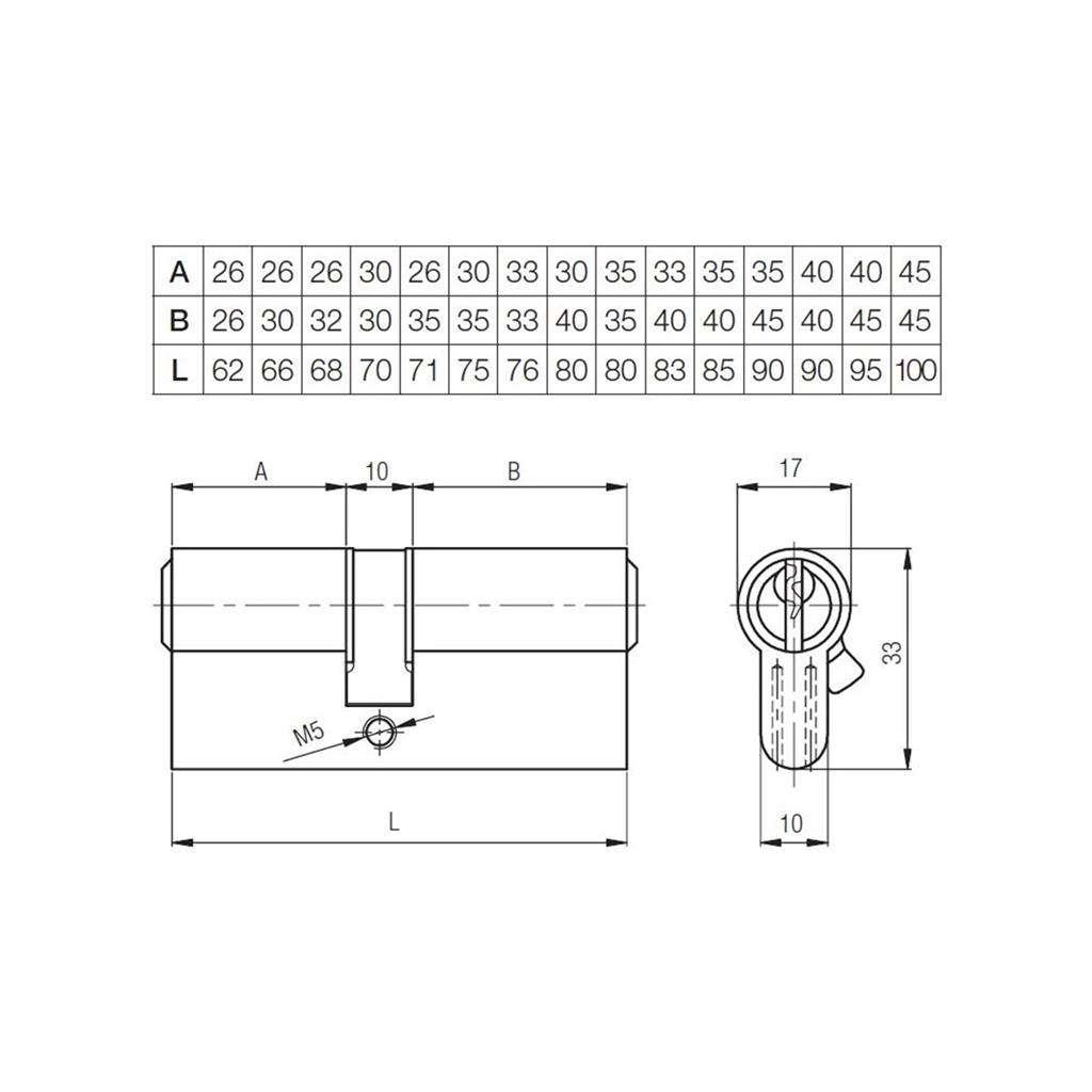 Kale Standart Silindir Çelik Pimli Nikel 62mm, Daire kiliti - 164GNC00005