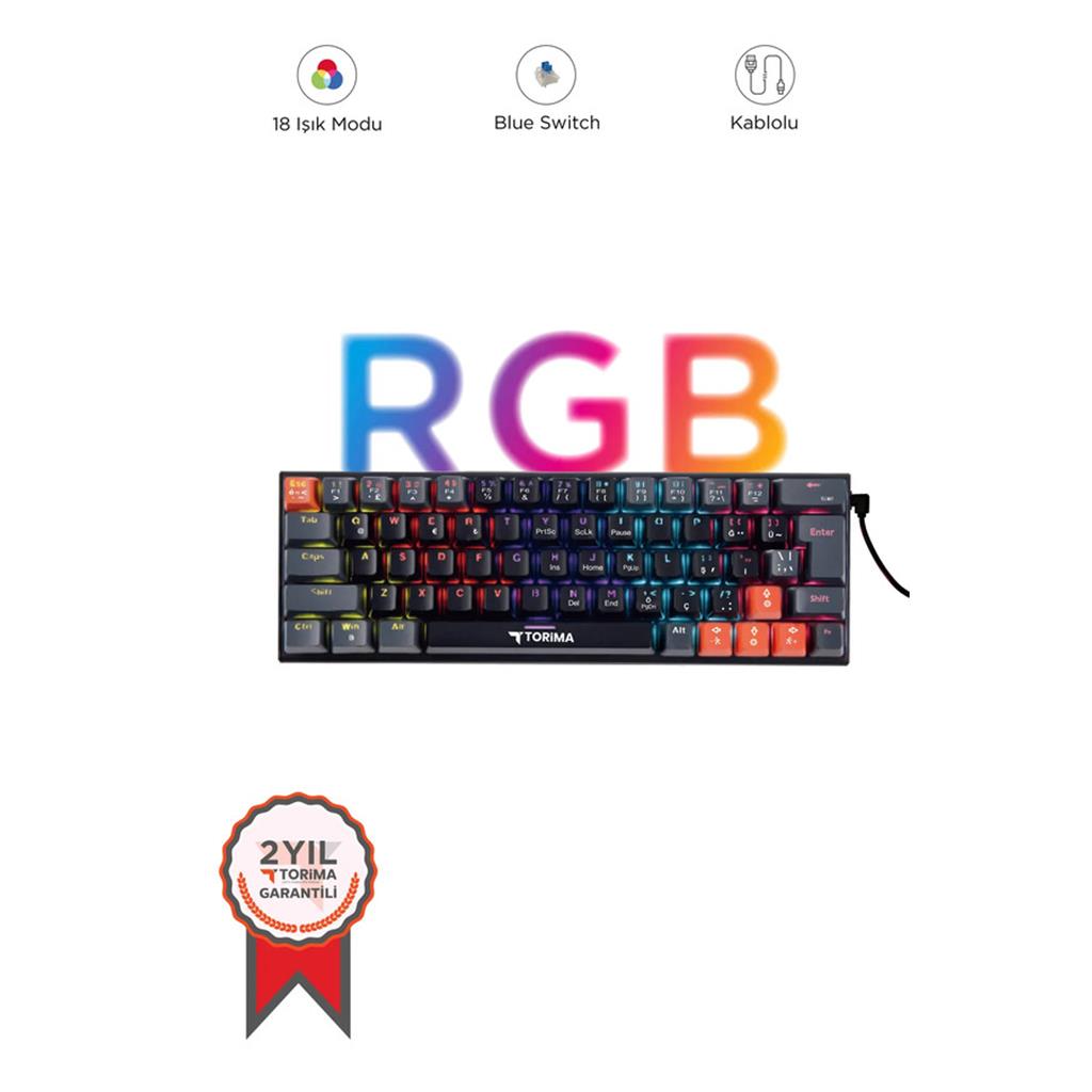 MEKANİK KLAVYE Torima TK-06 Mekanik Rgb Işıklı Kablolu METAL Oyuncu Klavyesi Q Klavye Siyah