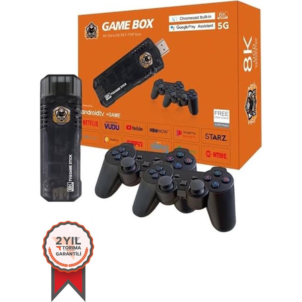 Oyun Kolu Torima Oyun Kolu 8K Ultra Hd 64 GB Tv Box + Game Box Android Tv+Oyun Konsolu Atari 2 in1