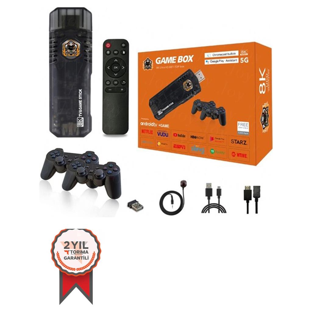 Oyun Kolu Torima Oyun Kolu 8K Ultra Hd 64 GB Tv Box + Game Box Android Tv+Oyun Konsolu Atari 2 in1
